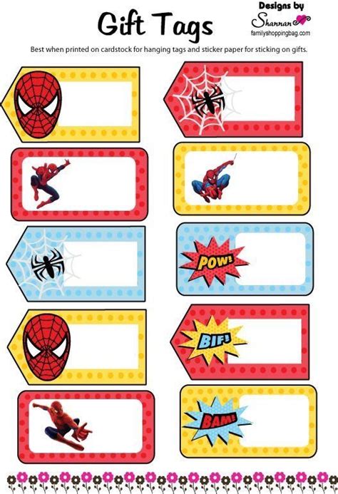 T Tags Free Printable T Tags Spiderman Printables T Tags