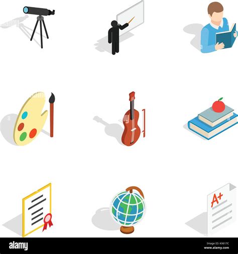 School Supplies Icons Isometric 3d Style Stock Vector Image And Art Alamy