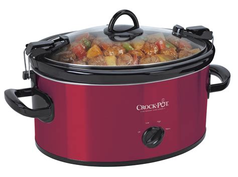 Crock Pot 6 Quart Cook And Carry Oval Manual Portable Slow Cooker Red