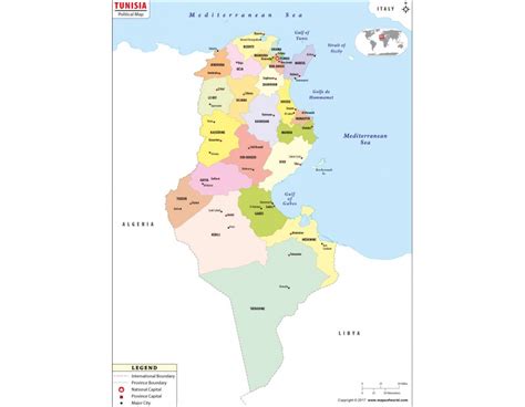 Buy Tunisia Political Map Online
