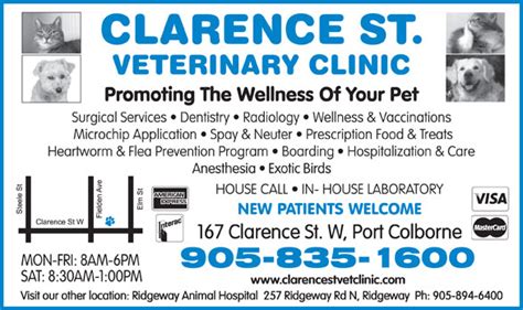 Clarence St Veterinary Clinic 167 Clarence St Port Colborne On