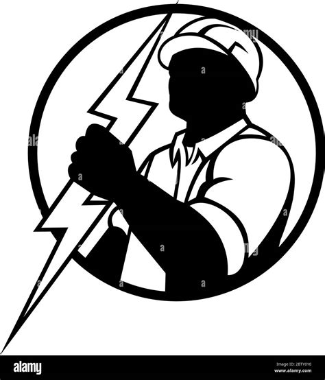 Mascot Illustration Of An Electrician Or Power Lineman Holding A
