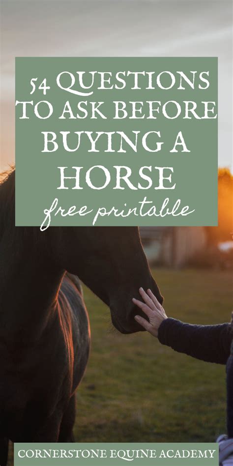 54 Questions To Ask Before Buying Your Next Horse Free Printable