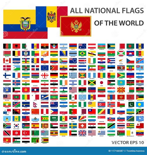 All World Official Flags Rectangle Set Complete Collection Of National
