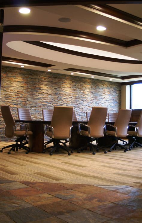 Conference Room With Stone Accent Wall Beautiful Interior Design