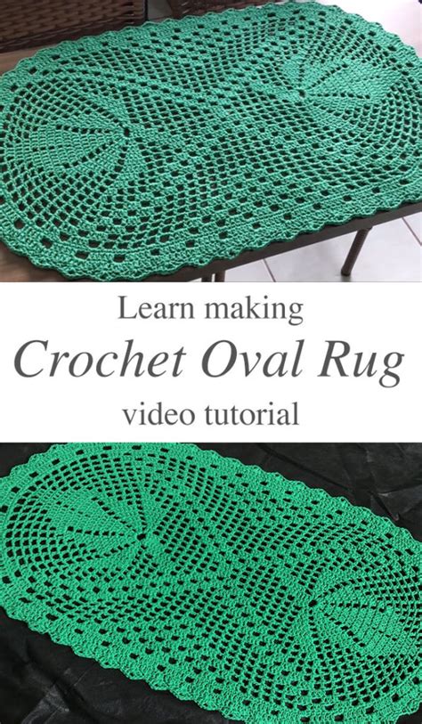 Crochet Oval Rug With Leaf Motif Tutorial Crochet And Knitting