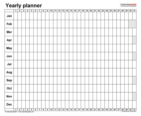 Year Planner Template For Excel
