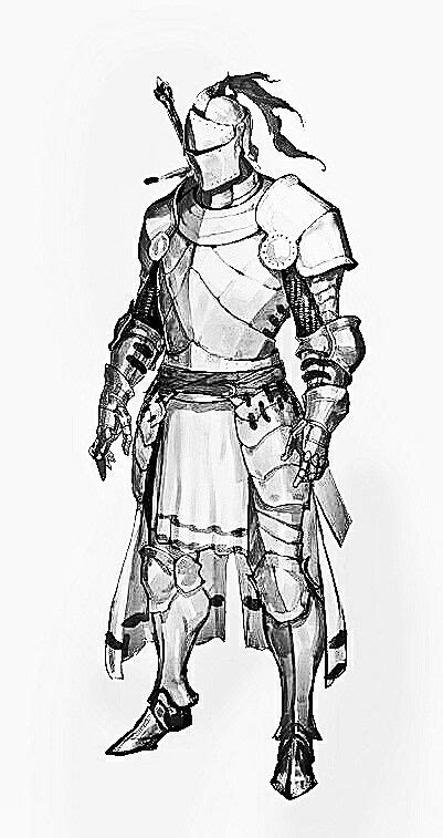 Medieval Knight Line Drawing