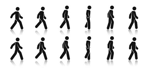 Stick Figure Walk Walking Animation Posture Stickman People Icons Set