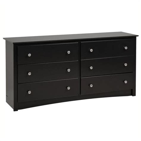 Bowery Hill 6 Drawer Double Dresser In Black