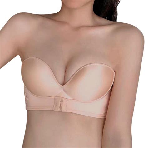 Kernelly Strapless Bra With Clear Back Invisible Strap Push Up Padded Underwire Backless Women