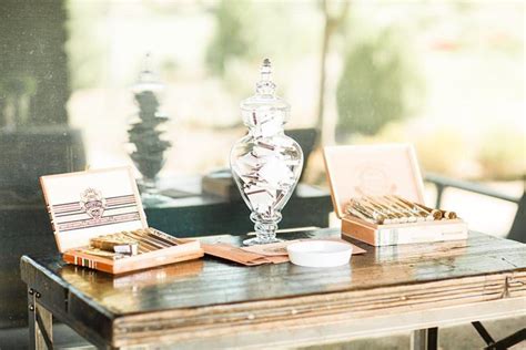 The most important aspect in selecting furnishings and accessories is to make sure they reflect the ambiance and style you want. Creative Cigar Bar At Your Wedding | Borrowed Charm