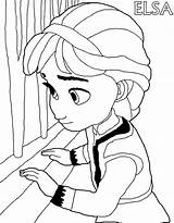 Coloring Elsa Window Watching Frozen Ice Template Coloringsky Drawing sketch template