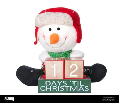 12 Days Until Christmas Light Beech Wood Blocks With Snowman Sitting