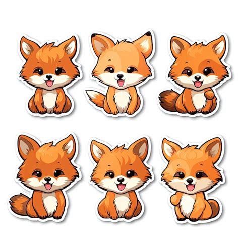 Premium Ai Image Cute Cartoon Fox Sticker Vector Illustration Of A