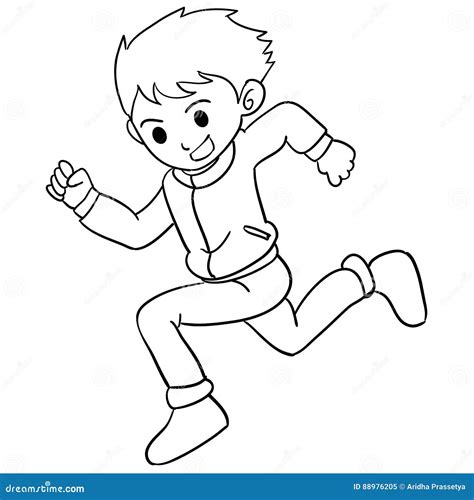Cartoon People Running Up Hills Sketch Coloring Page