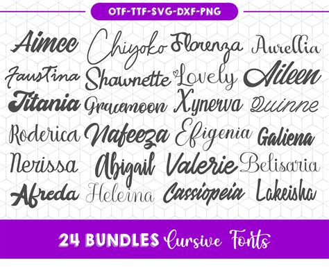 Cursive Fonts Svg Pack Bundle Of Calligraphy Scripts For Silhouette