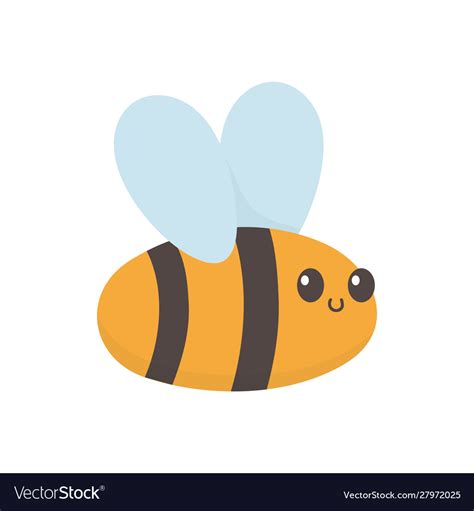 Cute Flying Bee Cartoon On White Background Vector Image