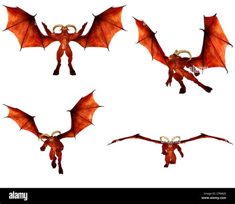 Illustration Of A Pack Of Four 4 Red Demons With Different Poses