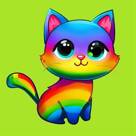 Cute Rainbow Cats Clipart Bundle Rainbow Kitten Png Etsy