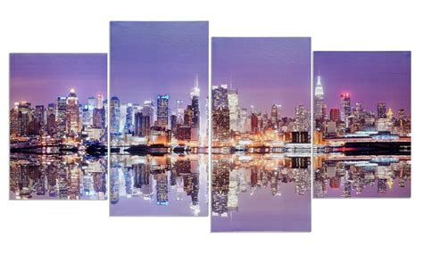 Dies ist ein hochauflösendes bild, aber denken sie daran, dass die extreme erweiterung noch qualität beeinträchtigen kann. Wandbild 4 teilig Manhattan Skyline New York USA Amerika ...