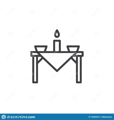 Dinner Table Outline Icon Stock Vector Illustration Of Editable