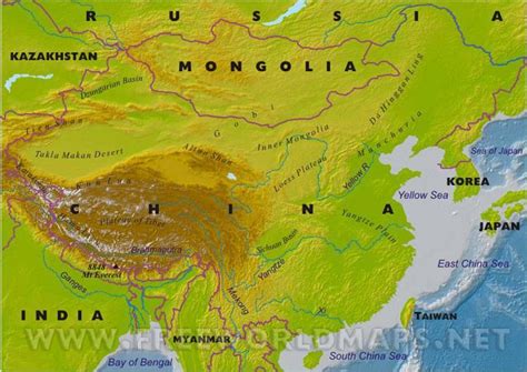 China Map Geographical Features Map Of China With Geographic Features