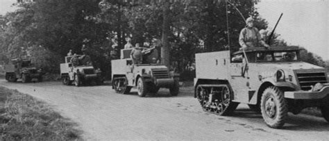 Photo American M2 Half Track And M3 Gun Motor Carriage Vehicles Date