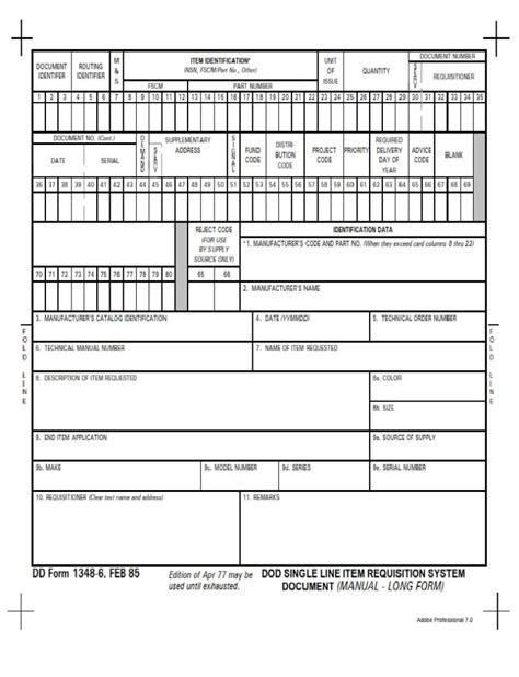 Dd Form 1348 6 Single Line Item Requisition System Document Dod