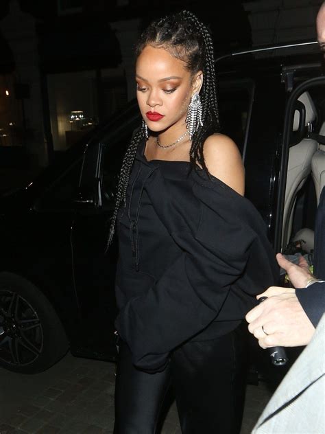 Rihanna Wears A Stunning Braided Ponytail With Red Lips In London