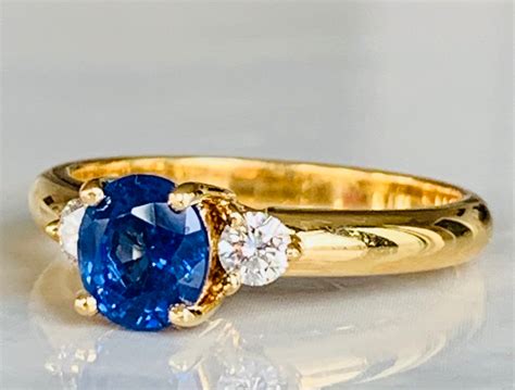 Ceylon Sapphire Ring 18k Diamond Blue Sapphire Engagement Ring Etsy