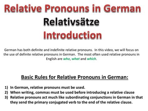 Ordine Dei Complementi In Tedesco - Relative Clauses German / (Relative Pronouns and Relative Clauses in