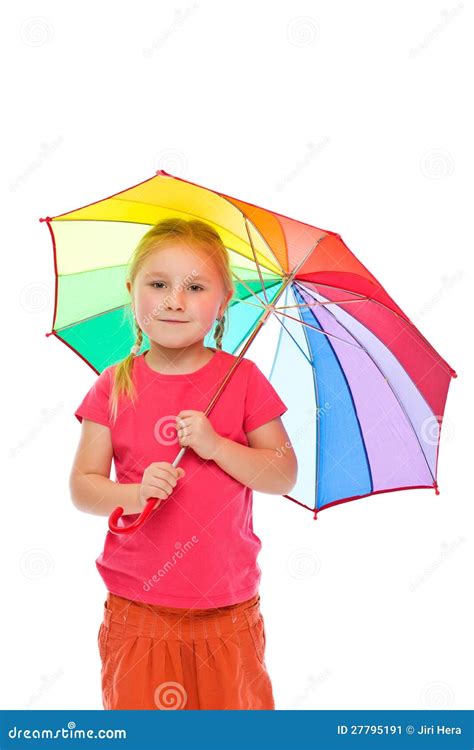 Petite Fille Avec Le Parapluie Image Stock Image Du Féminin Heureux