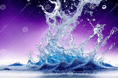 Water Splash With Bubbles On Blue Background Abstract Background