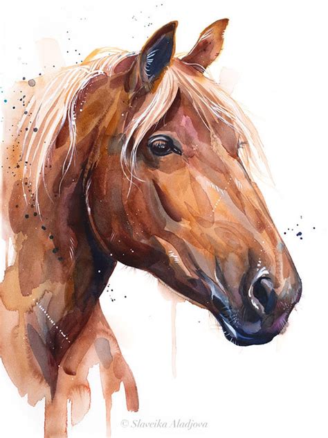 Watercolor Horse Painting Watercolor Animals Original Watercolor