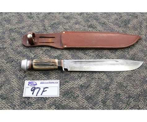 Solingen Steel Bone Handle Hunting Knife With Case Able Auctions
