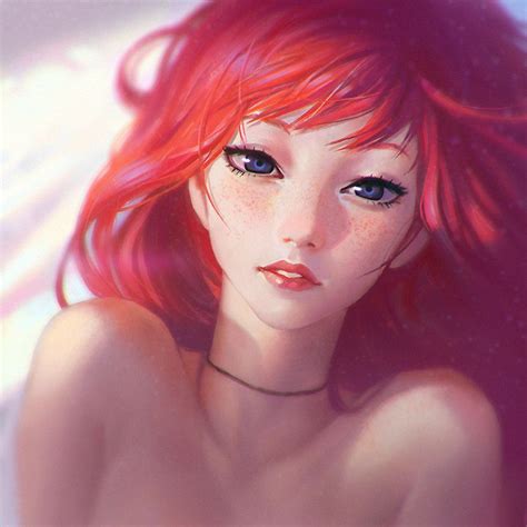 Freckles By Kuvshinov Ilya Sexy Red Hair Character Design Illustration Bust Digital Painting