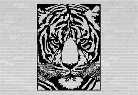 Tiger Dxf Dxf Panel Metal Wall Art Dxf Files For Laser Dxf Etsy