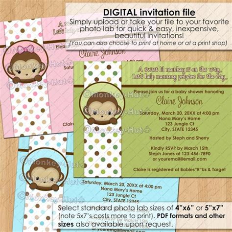 Peek-a-boo Mod Monkey Baby Shower Invitations Mppv4 / Monkeys - Etsy