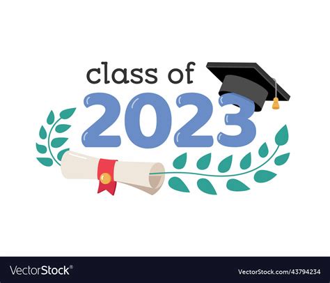 2023 Emblem With Class Of With Graduation Cap Vector Image