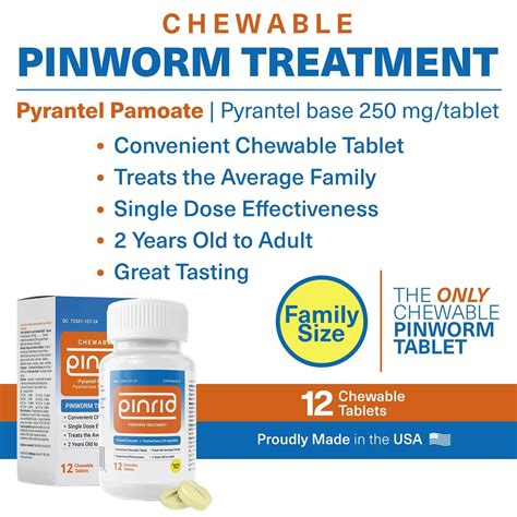 Pin Rid Pinworm Treatment Pyrantel Pamoate 250mg 12 Count