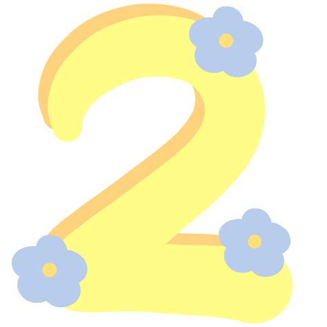 Yellow Number 2 With Flowers Isolated On Transparent Background