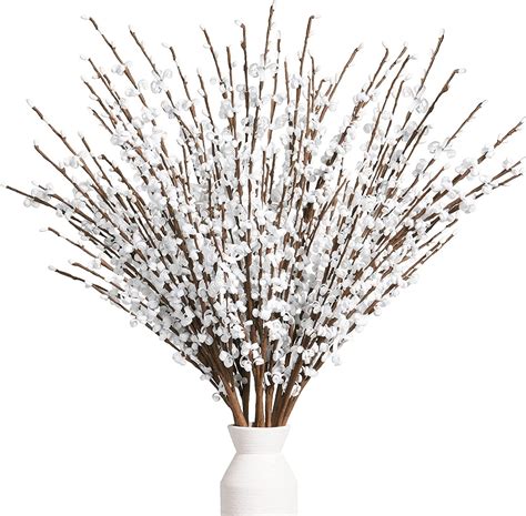 Long Stem Artificial Flowers For Tall Vase Fake Branches Pussy Willow Branches Faux Jasmine
