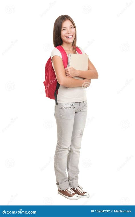 College Student Standing On White Background Stock Photo Image Of