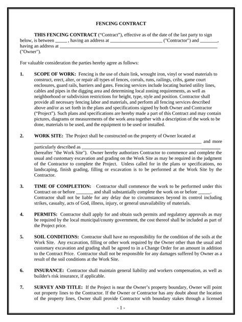 Free Fence Contract Template Fill Out And Sign Online Dochub