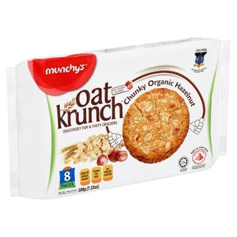 The bars are full of classic crunch and whole grain goodness, making them a perfect natural snack that's high in fiber and protein but low in saturated fat. Munchy's Oat Krunch Dark Chocolate 208gm