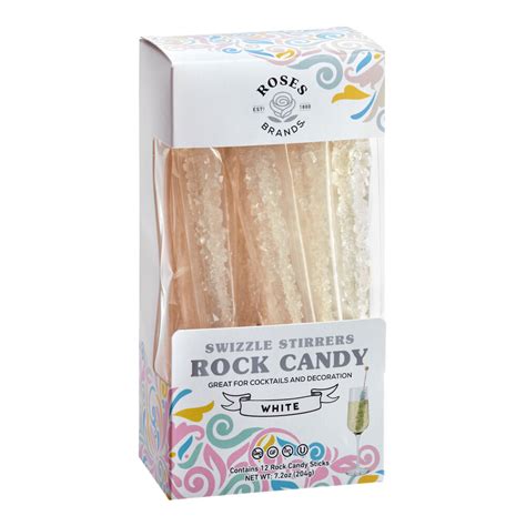 Roses Dryden And Palmer White Wrapped Rock Candy Swizzle Stick 12 Count