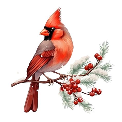 Red Cardinal Sitting On A Branch Merry Christmas Greeting Card
