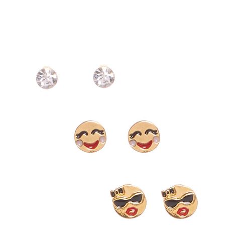 18kt Gold Plated Emoji Stud Earrings Set Icing Us