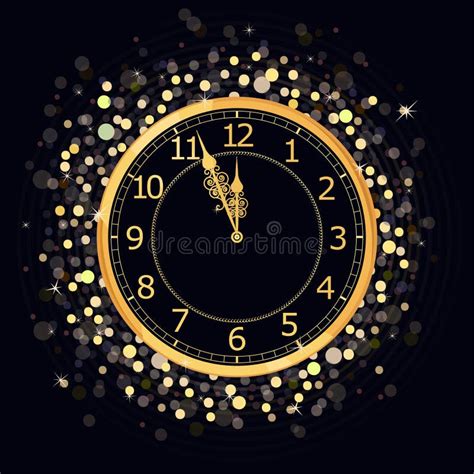 Golden New Year Clock Stock Vector Illustration Of Circle 81117566